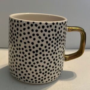 Black Polka Dot Mug with‎ Gold Handle